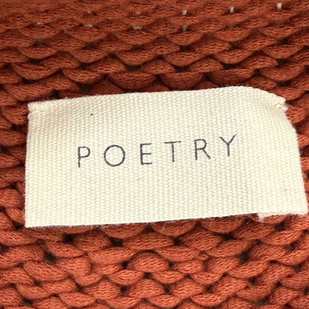 Poetry Womens 8 Chunky 100% Cotton Knit Sweater Rust Orange Long Sleeve Pullover - Picture 8 of 12